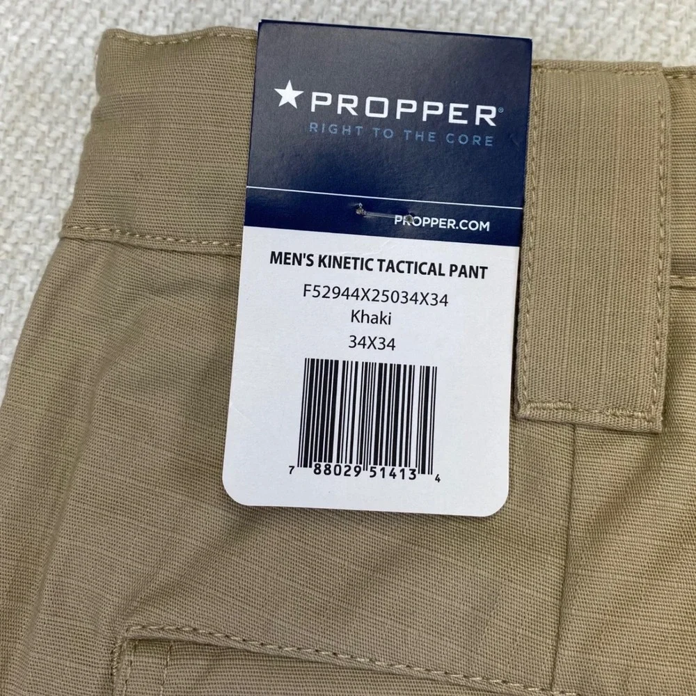 Propper Kinetic Tactical Pants Mens 34x34 Khaki Ripstop Water Resistant F52944X